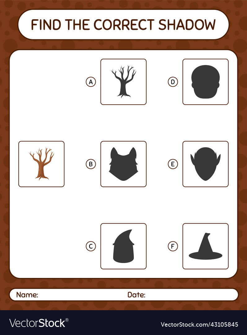 Find the correct shadows game with tree worksheet