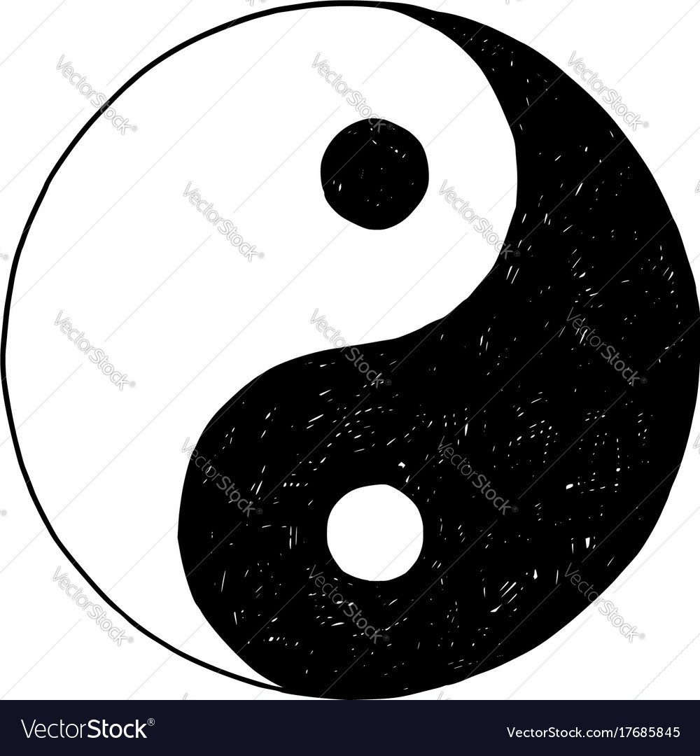 Hand drawing yin yang jin jang symbol Royalty Free Vector