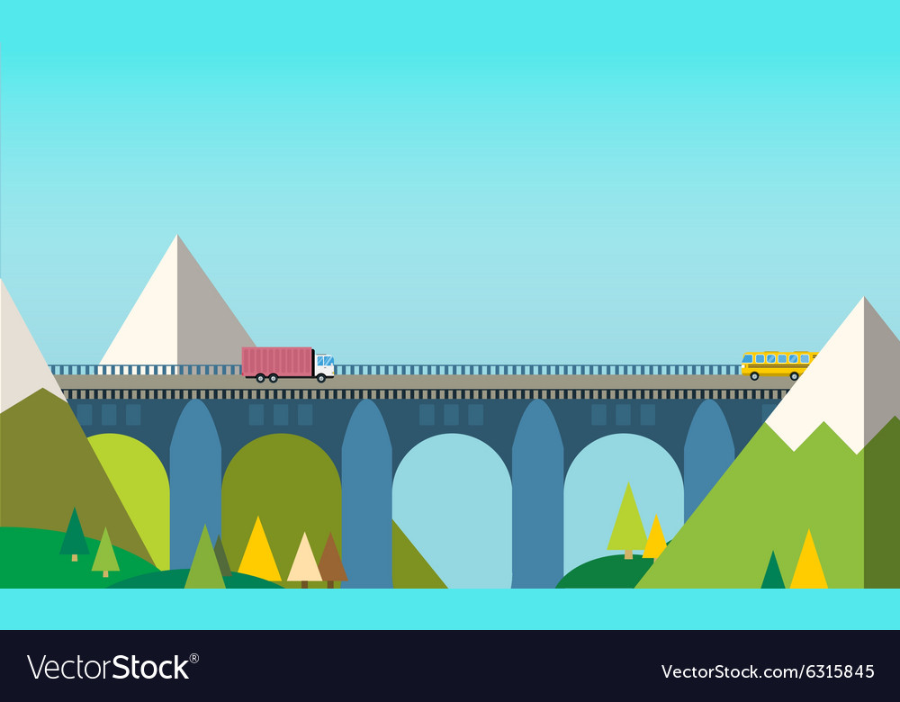 Mountain bridge landscape