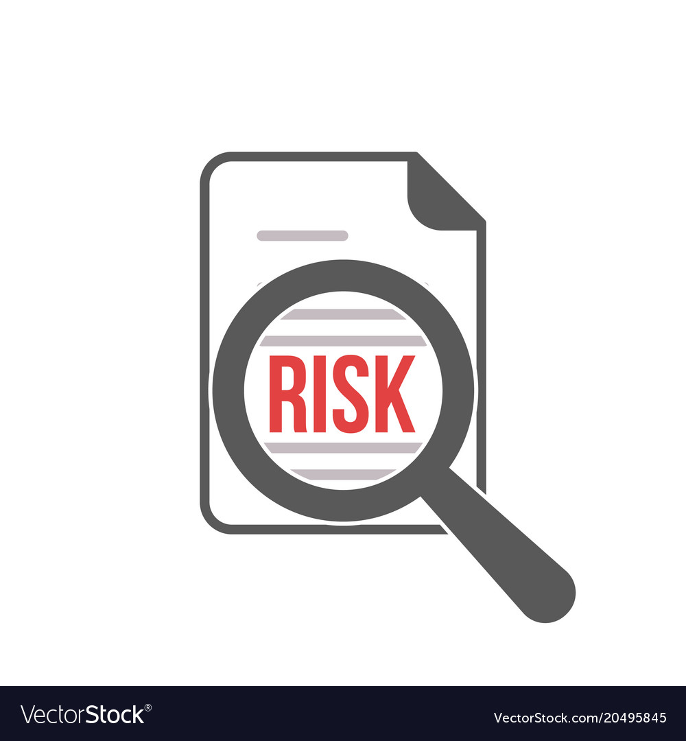 Risk word magnifying glass Royalty Free Vector Image