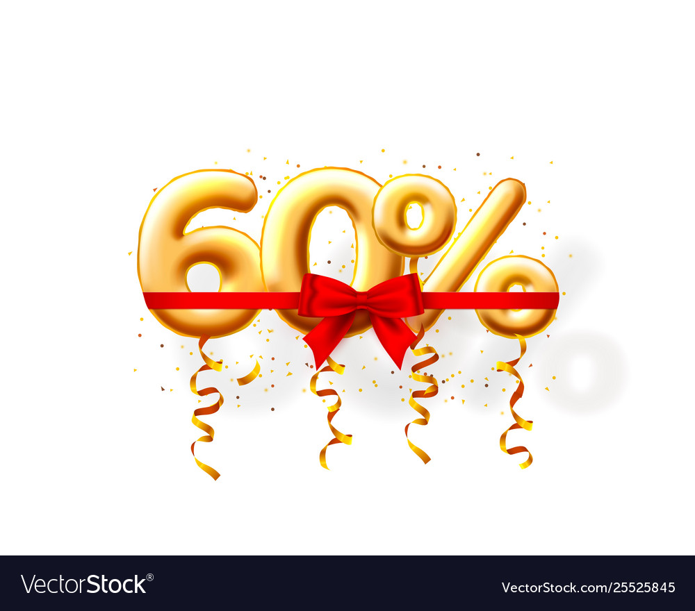 Sale 60 off balloon number on white background