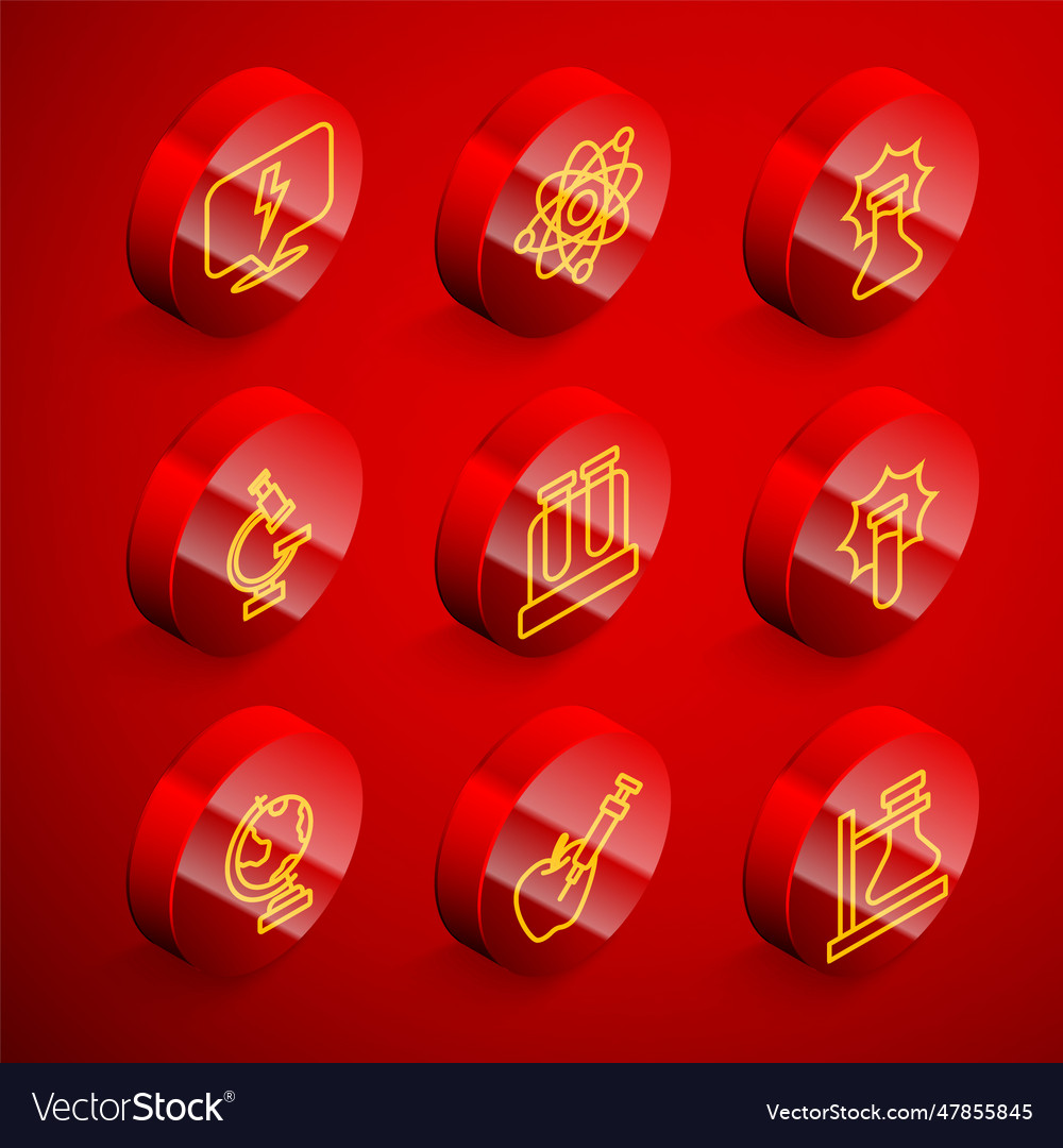 Set line lightning bolt atom explosion the flask vector image Set line lightning bolt atom explosion the flask