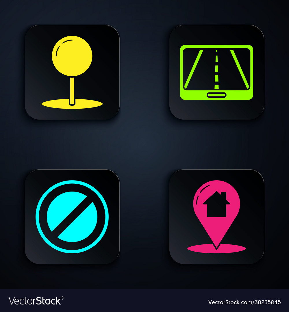 Set map pointer with house push pin stop sign