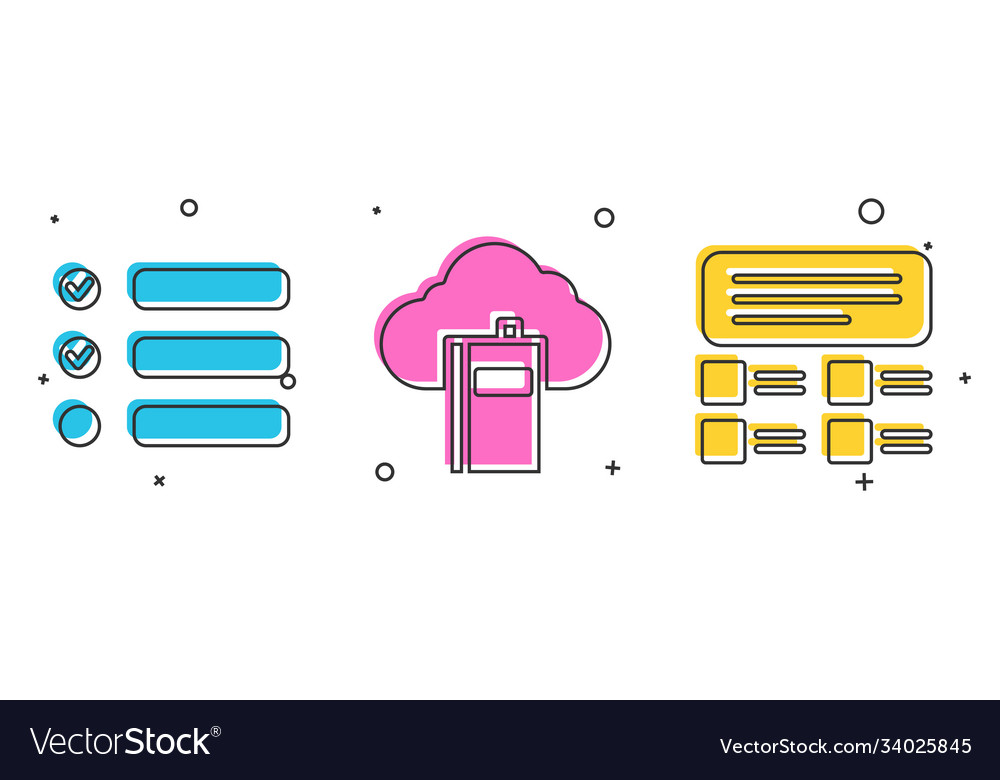 Set task list cloud or online library vector image Set task list cloud or online library