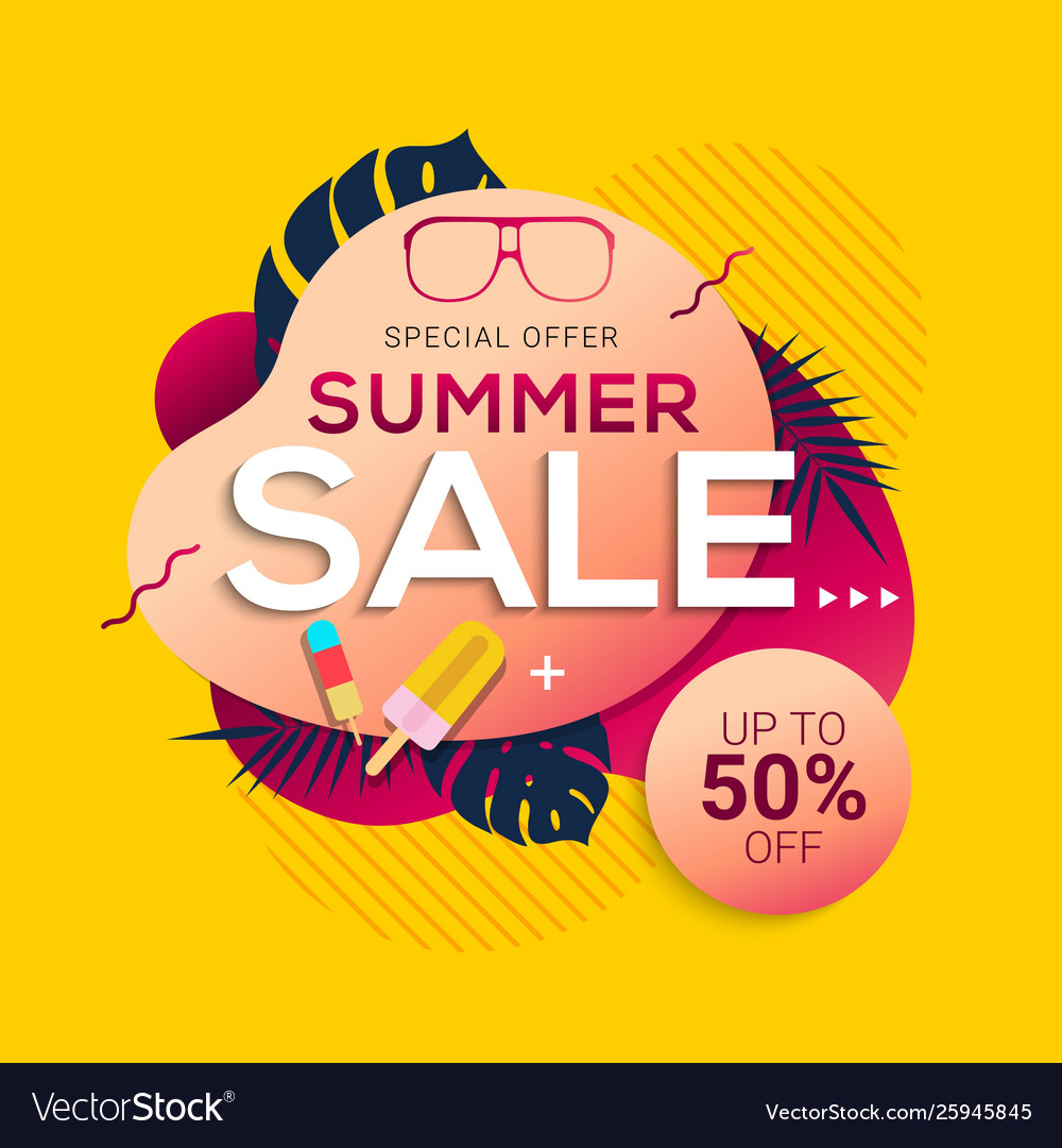 Summer sale abstract geometric banner template