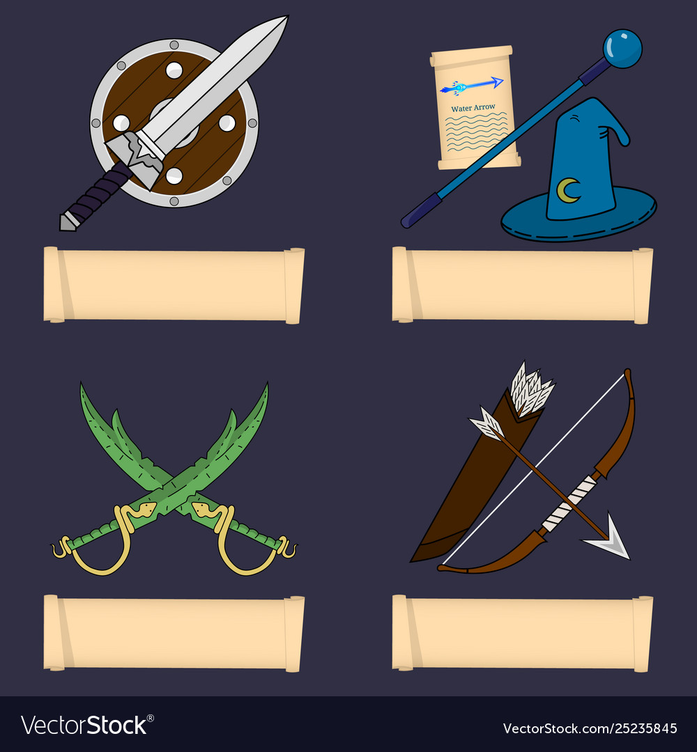 Template game character class warrior wizard vector image Template game character class warrior wizard