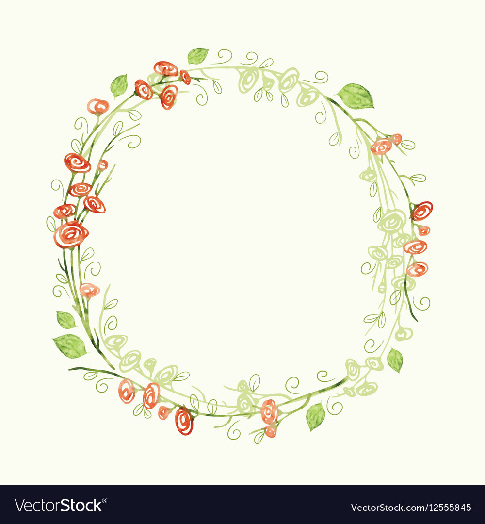Watercolor Floral Frame - Round Botanical