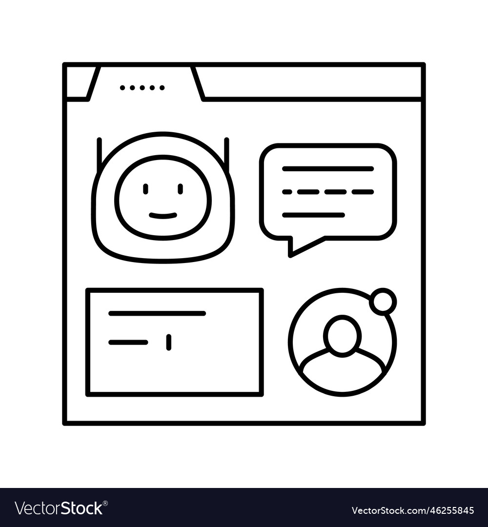 Web chat bot line icon Vector Image Web chat bot line icon