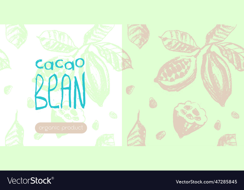 White chocolate label with cocoa beans pattern