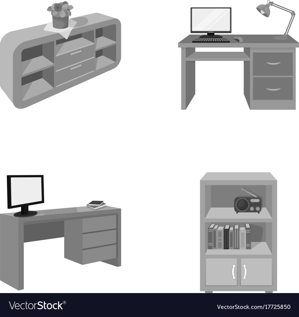 A shelf with flower desk computer