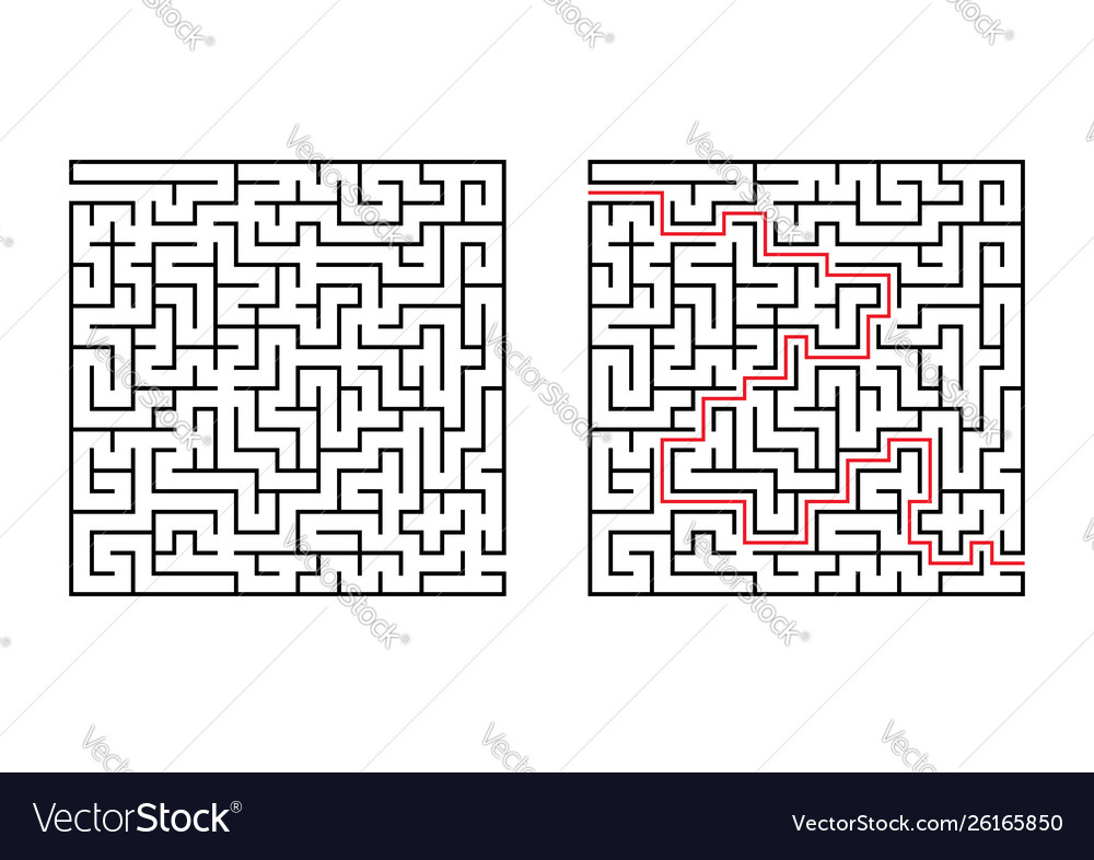 Abstract square maze simple flat isolated Vector Image