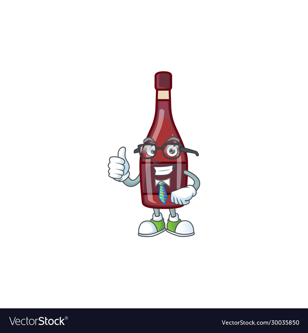 Cartoon character businessman red bottle wine