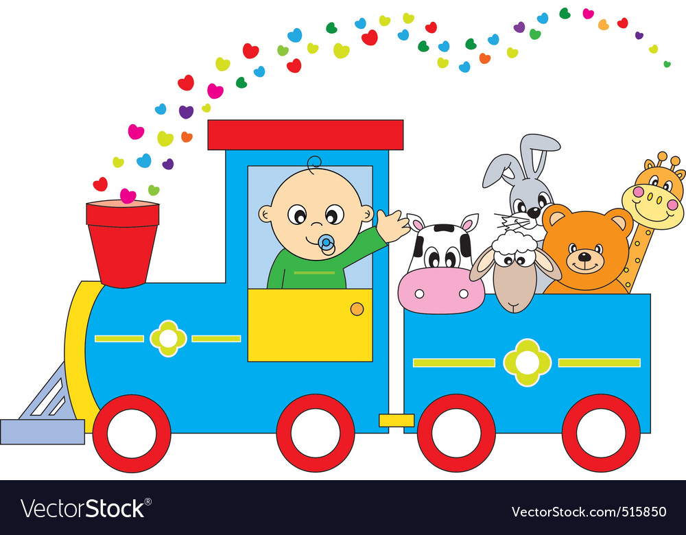 Childrens train animals Royalty Free Vector Image