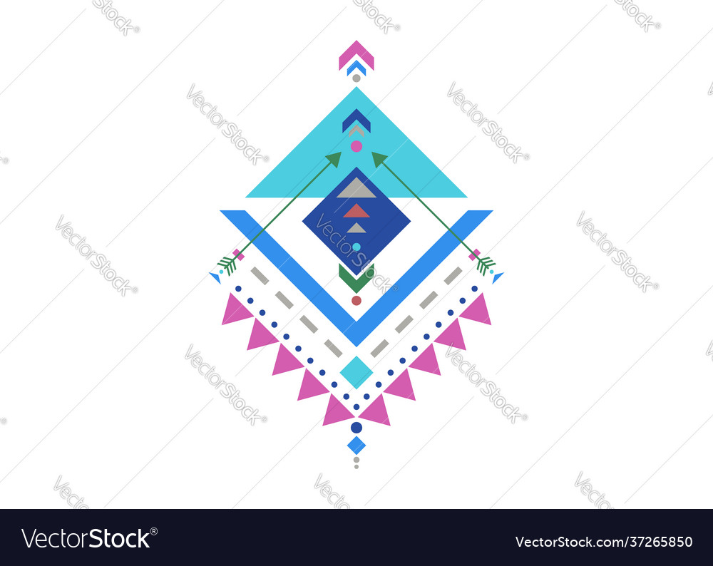 Colorful mexican aztec tribal sacred geometry logo vector image Colorful mexican aztec tribal sacred geometry logo
