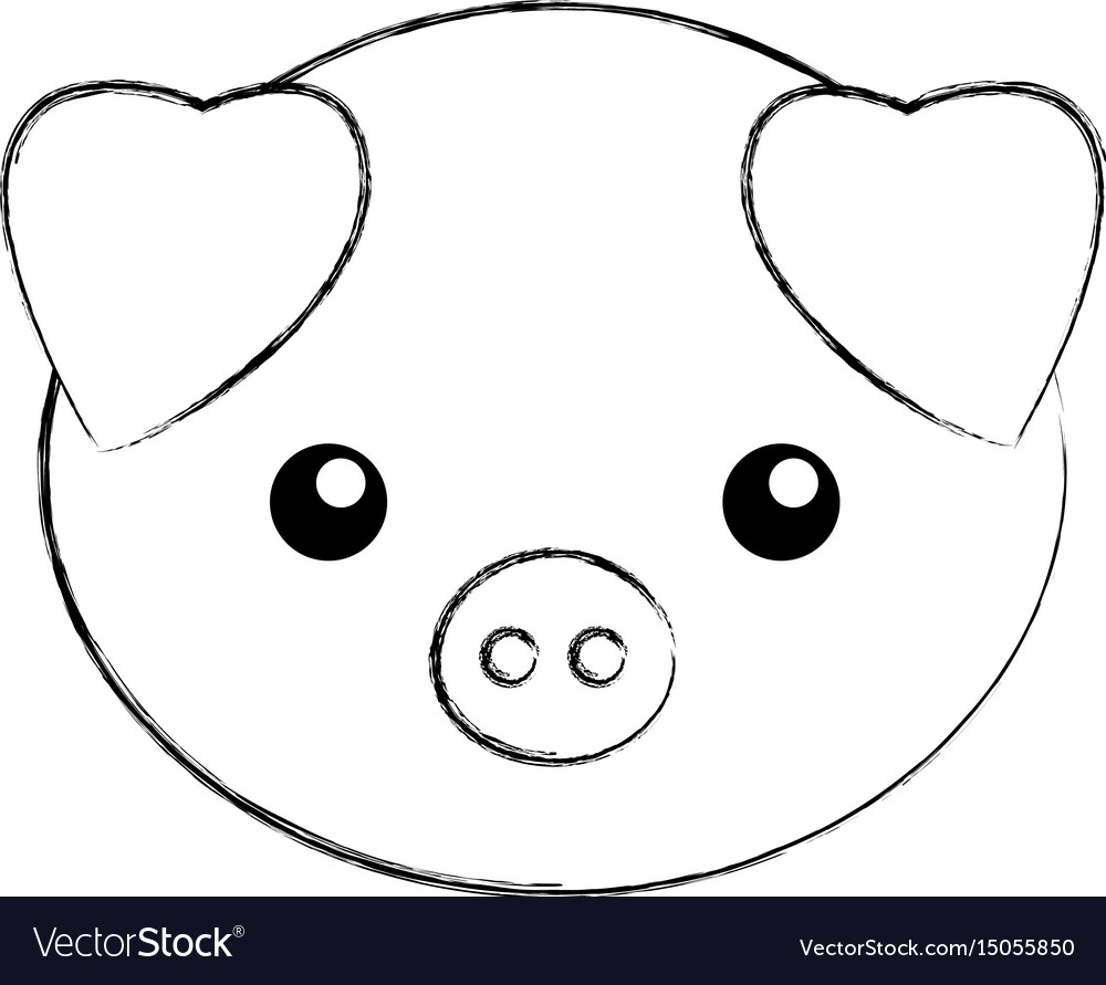 Cute sketch draw pork cartoon Royalty Free Vector Image