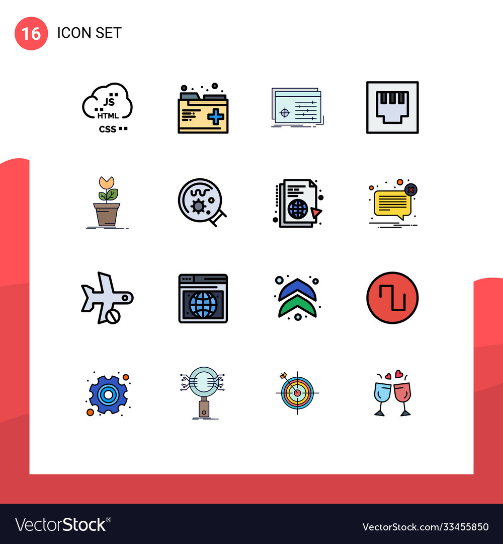Editable line pack 16 simple flat color filled