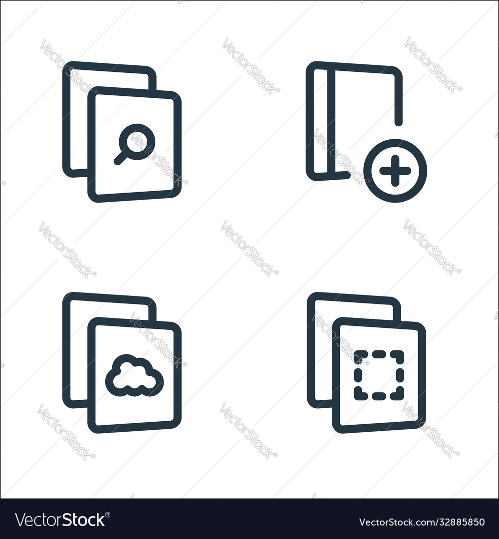 File and archive line icons linear set quality vector image File and archive line icons linear set quality