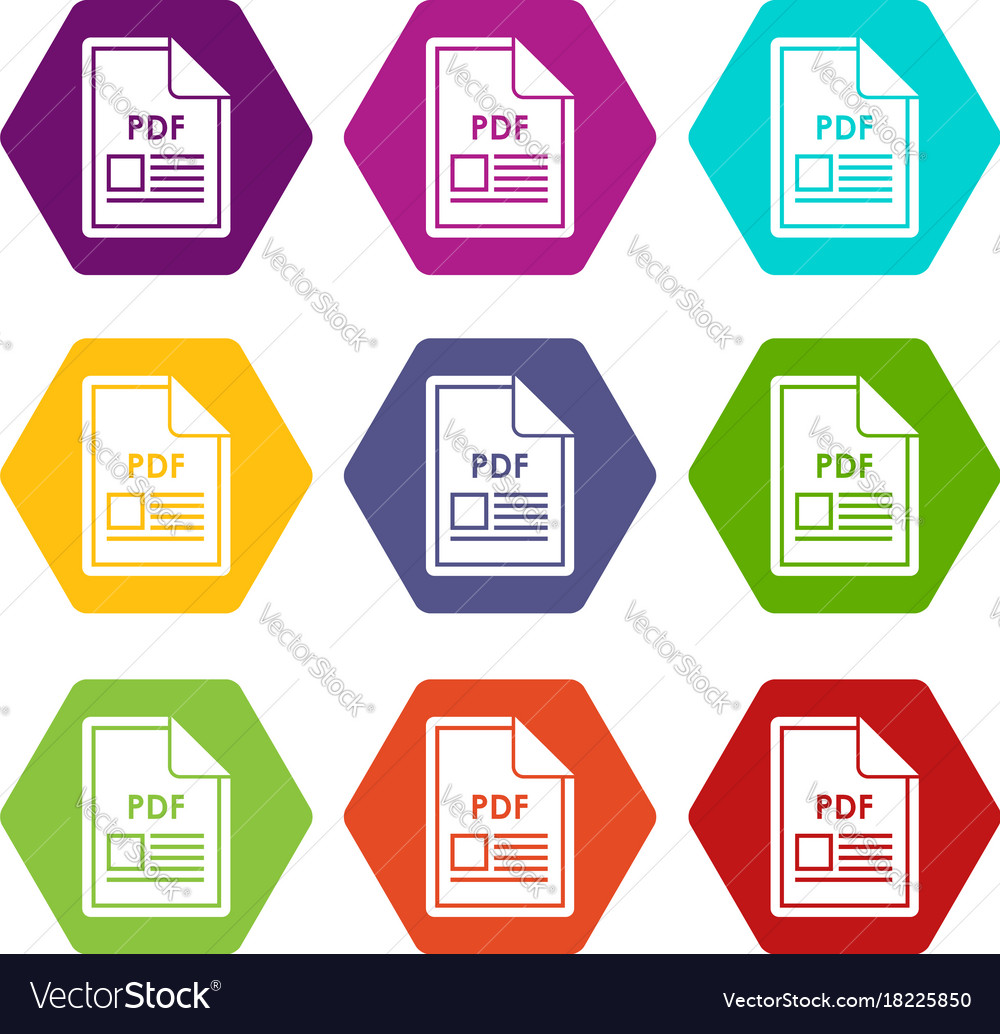 File pdf icon set color hexahedron Royalty Free Vector Image