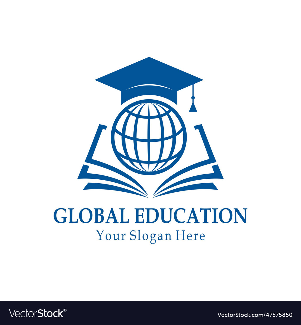 Global education flat style logo Royalty Free Vector Image