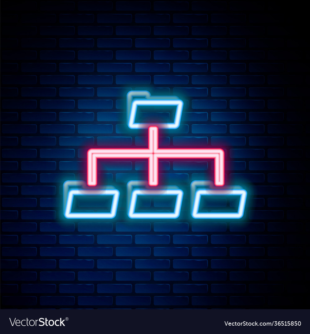 Glowing neon line folder tree icon isolated vector image Glowing neon line folder tree icon isolated