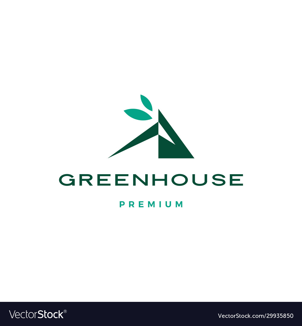 Green house leaf roof logo icon vector image Green house leaf roof logo icon