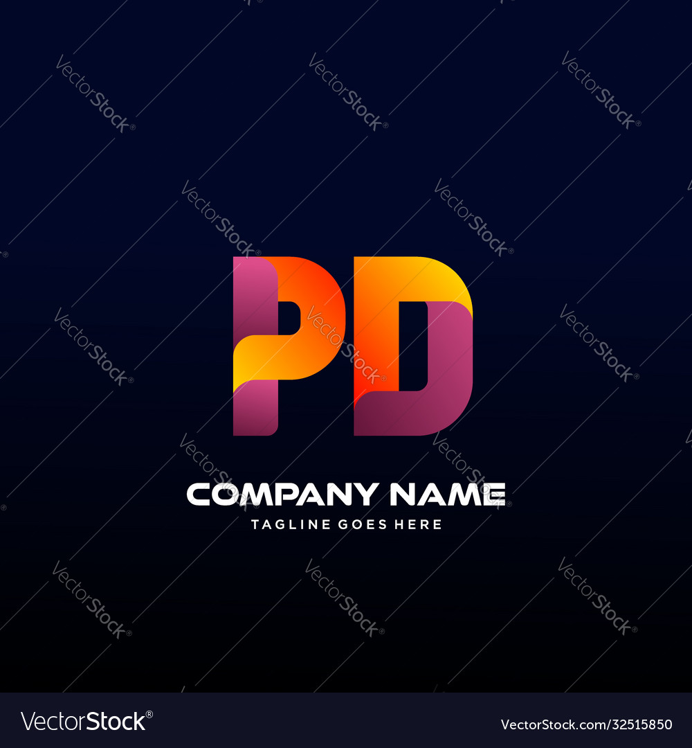 Letter pd initial logo with colorful Royalty Free Vector