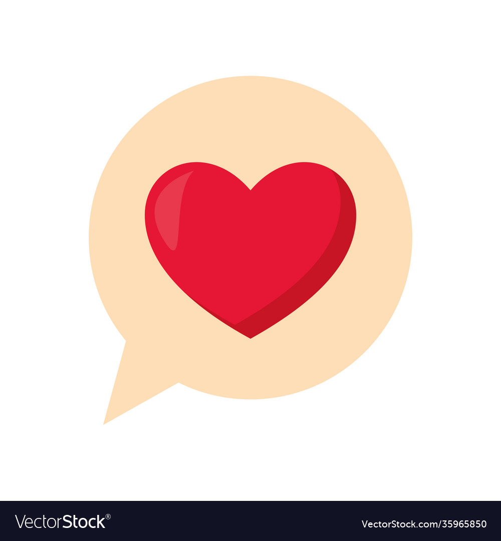 Message bubble with yellow color and one heart