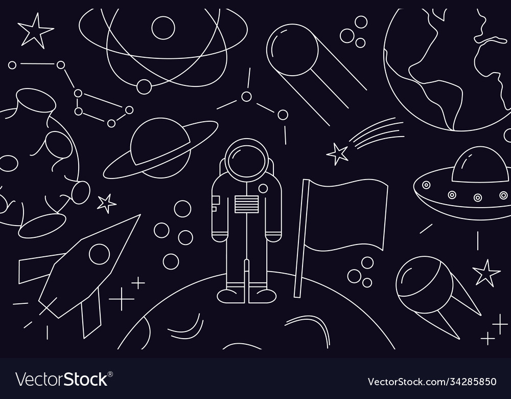 Modern pattern planet star comet vector image Modern pattern planet star comet