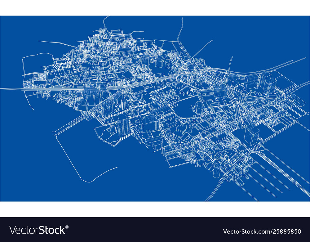 Outline city concept wire-frame style Royalty Free Vector