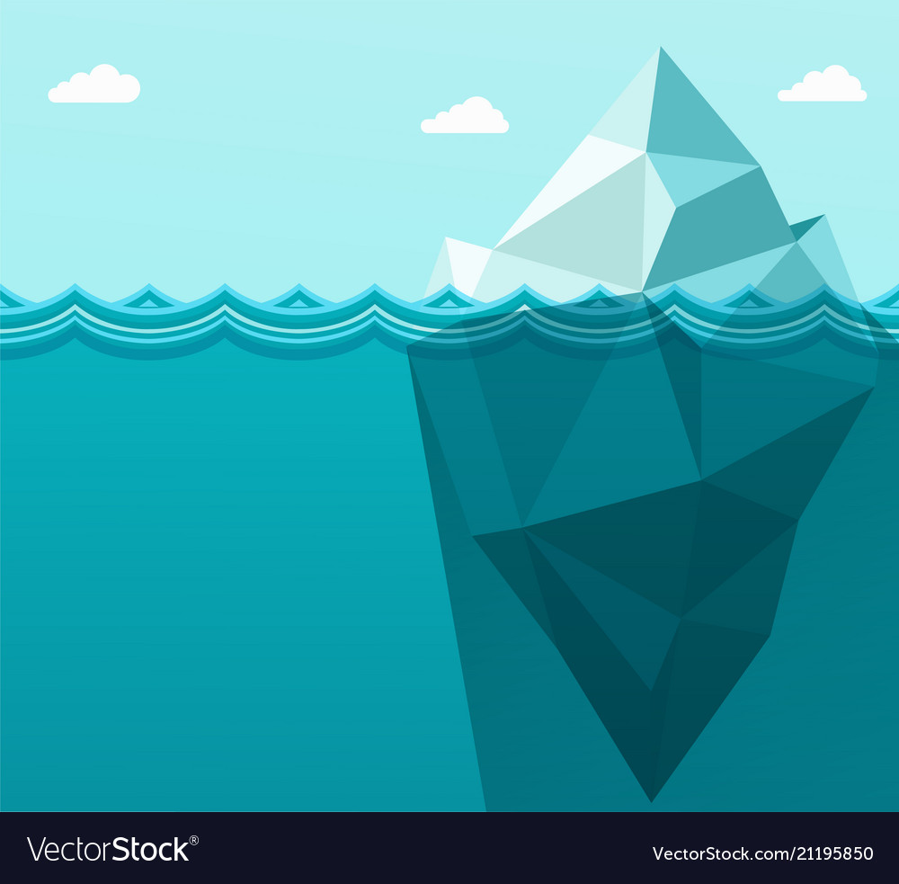 Polygonal Big Iceberg In Ocean Floating Royalty Free Vector