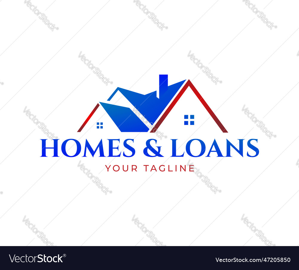 Red blue real estate business logo design template