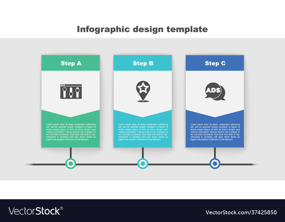Set browser setting map pointer with star vector image Set browser setting map pointer with star