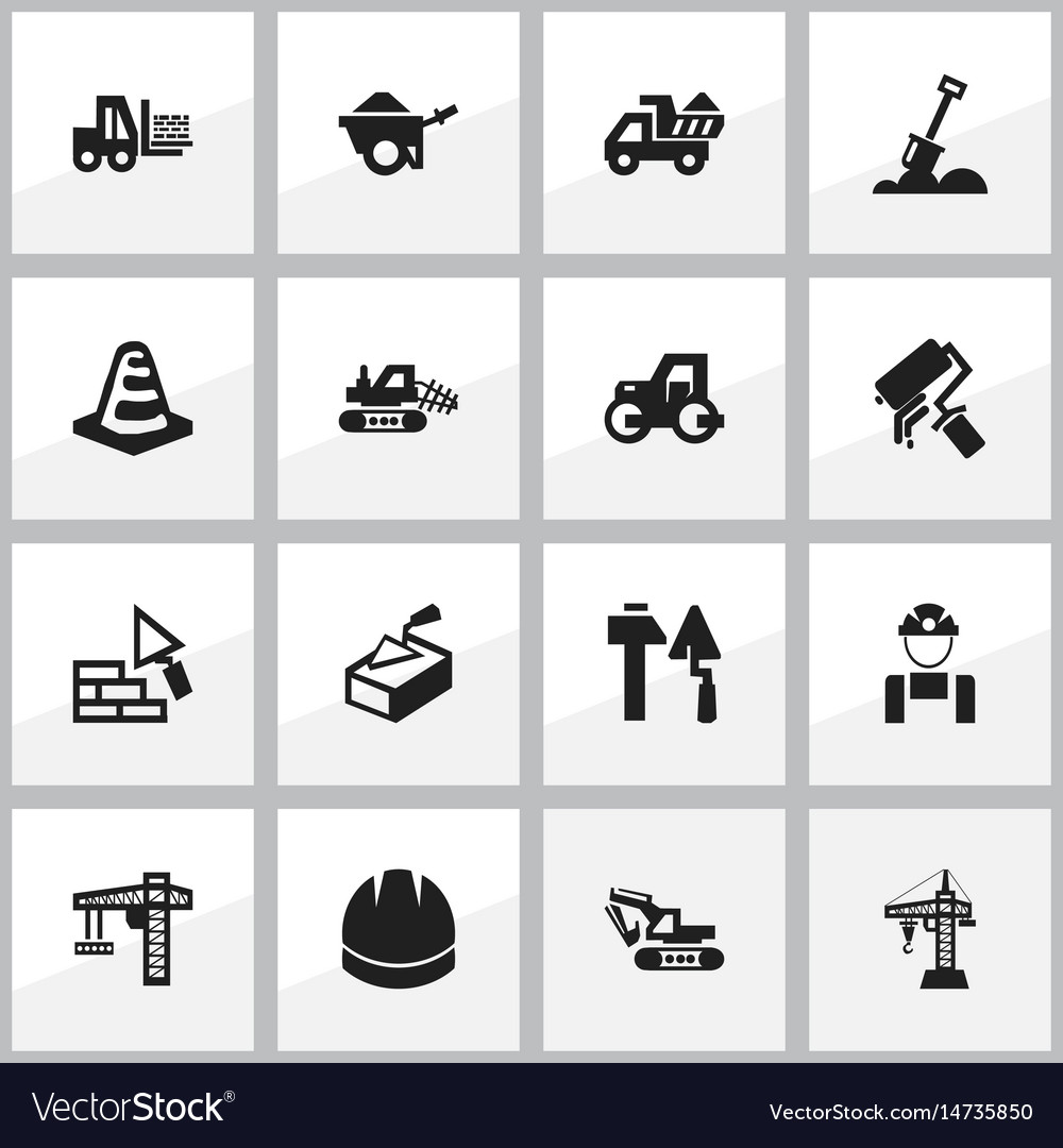 Set of 16 editable building icons includes