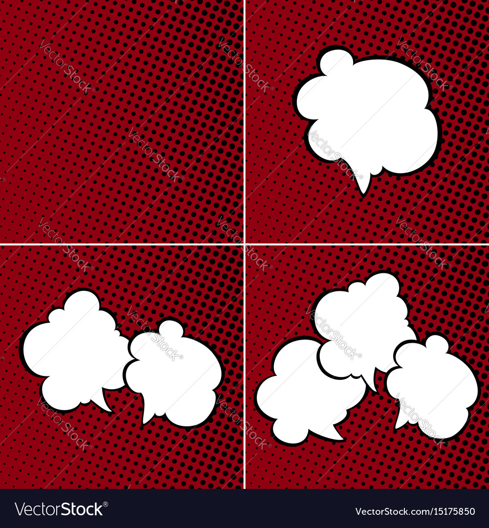 Set of speech bubbles on red background
