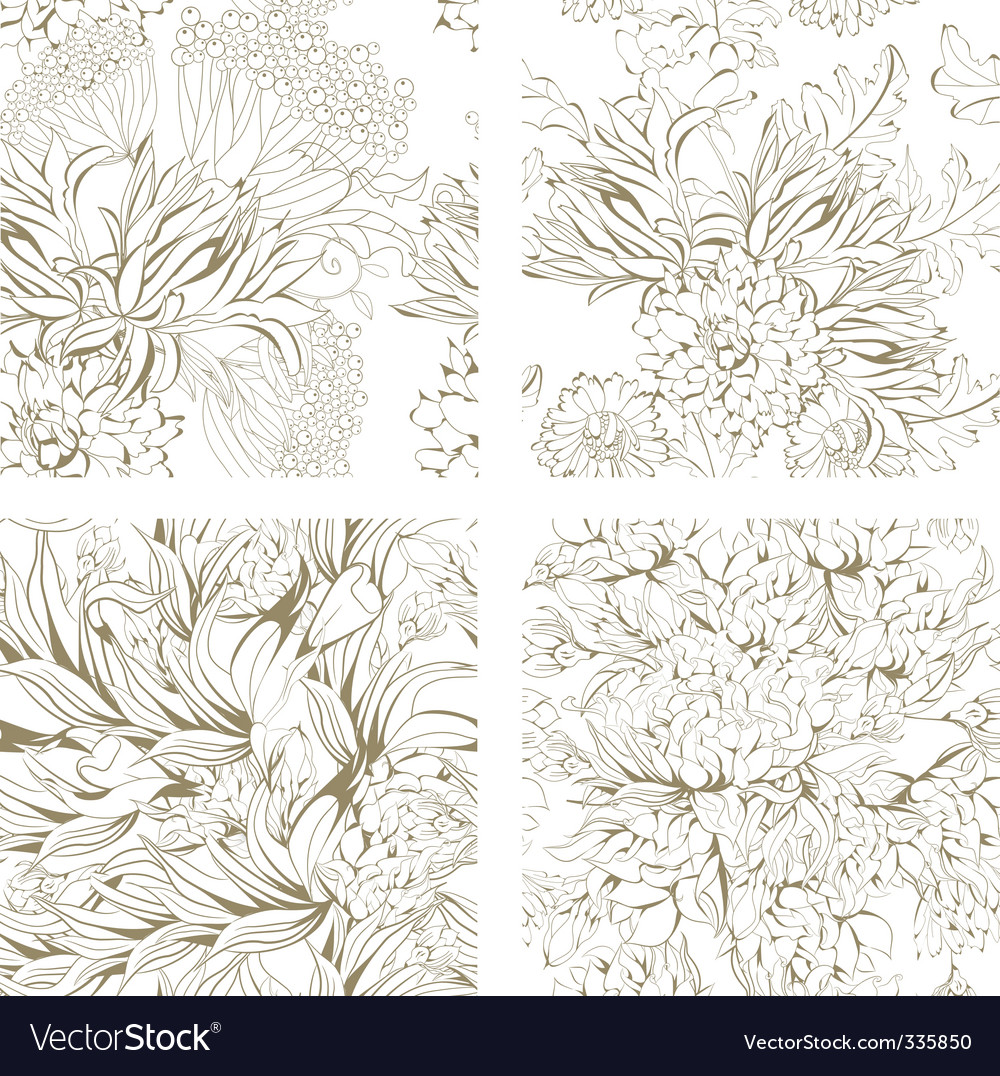 Set Seamless Floral Wallpaper Royalty Free Vector Image 6307