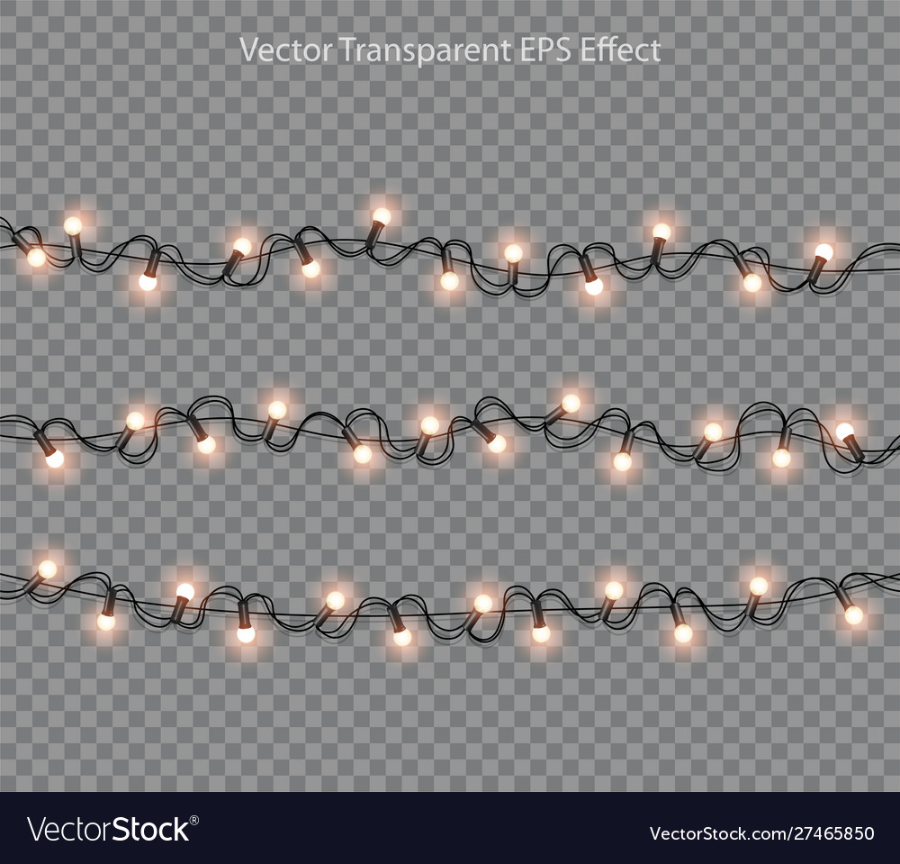 Set white garlands on transparent background