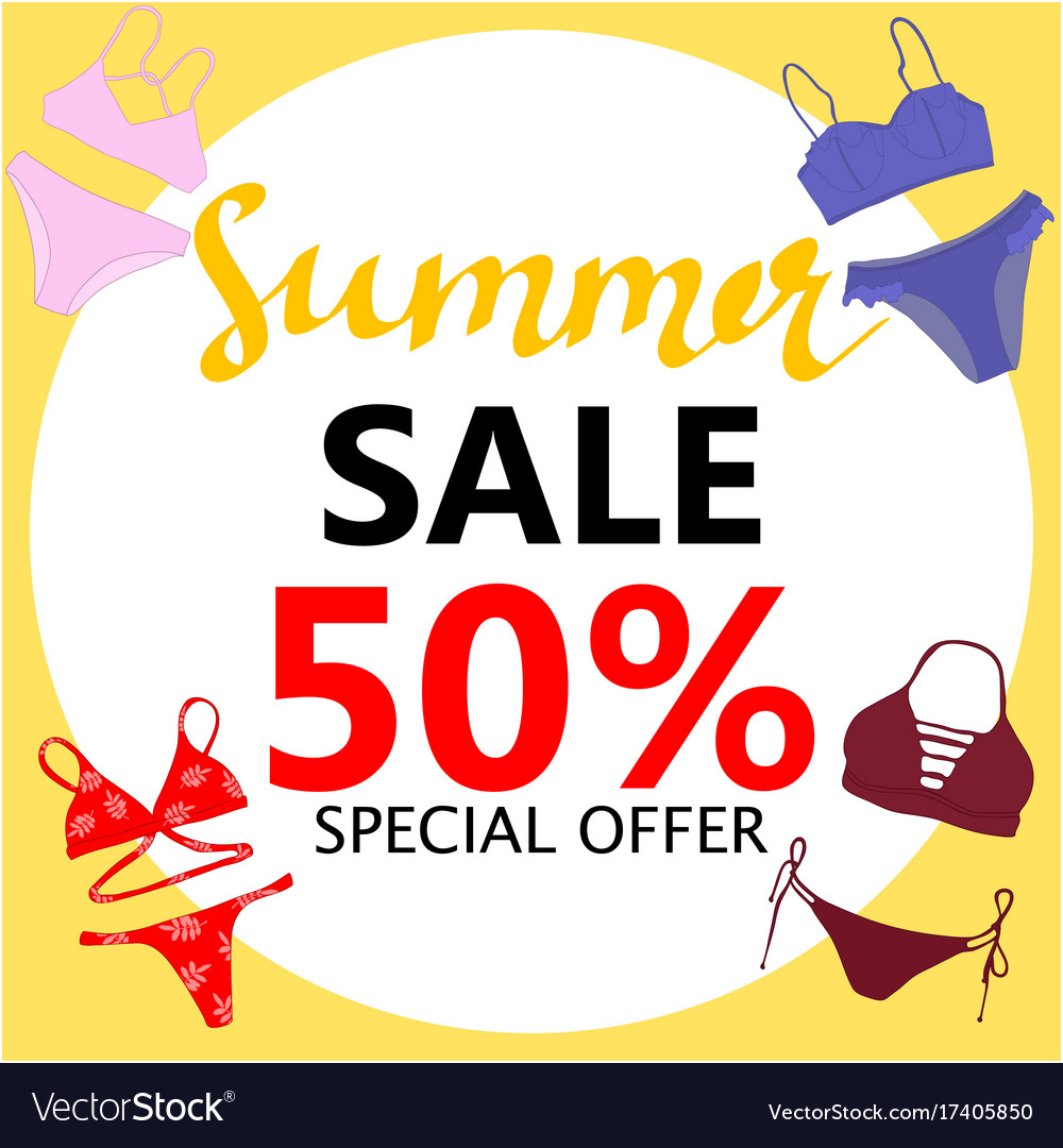 Summer sale big discounts flyer template hand