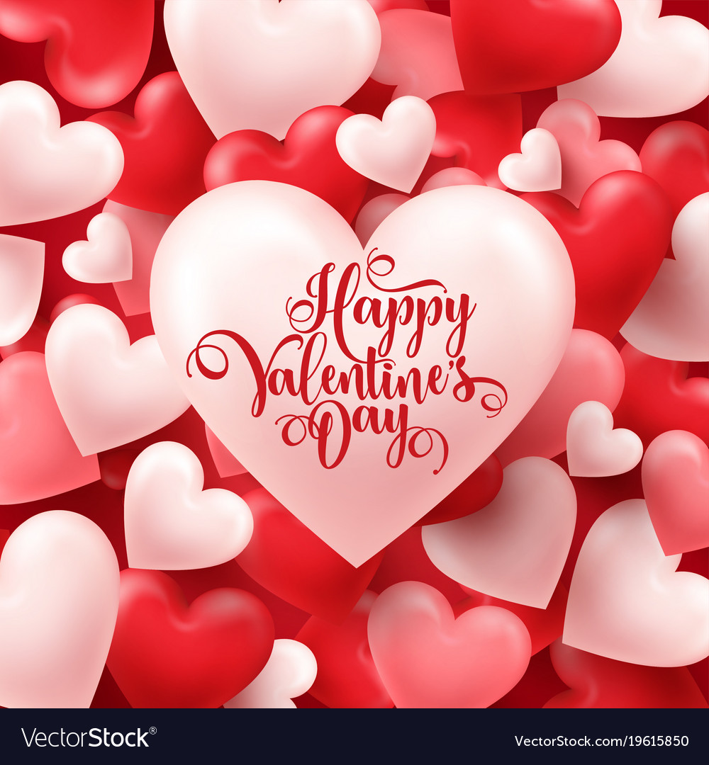 Valentines Day Abstract Background White Red Vector Image