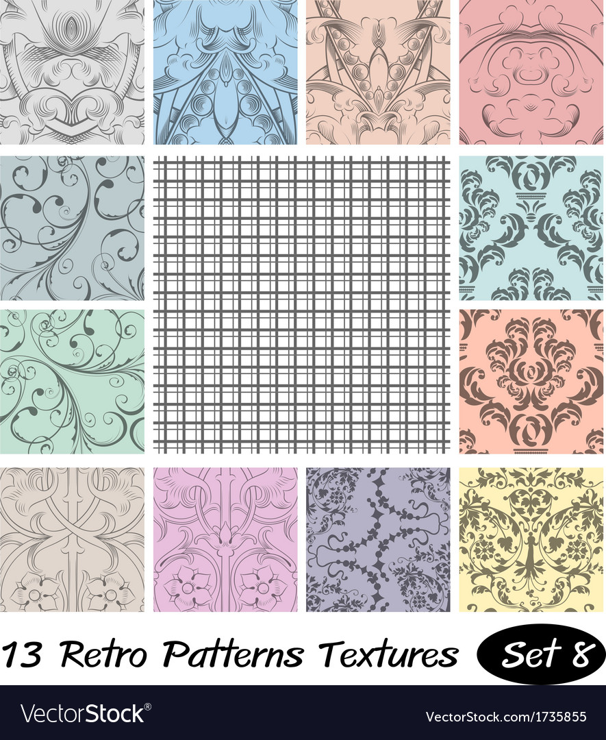 13 retro patterns textures set 8