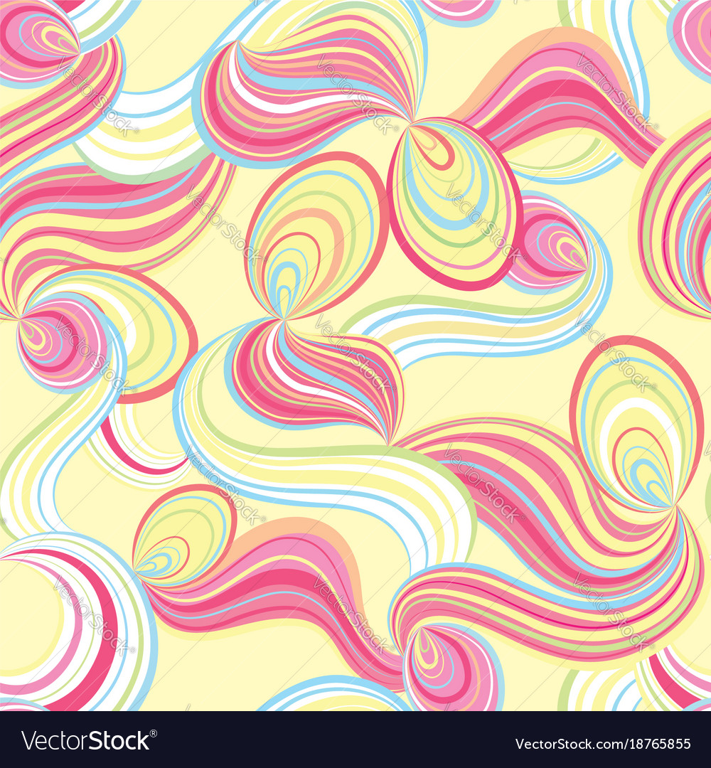 Abstract wave line and loops monochrome seamless