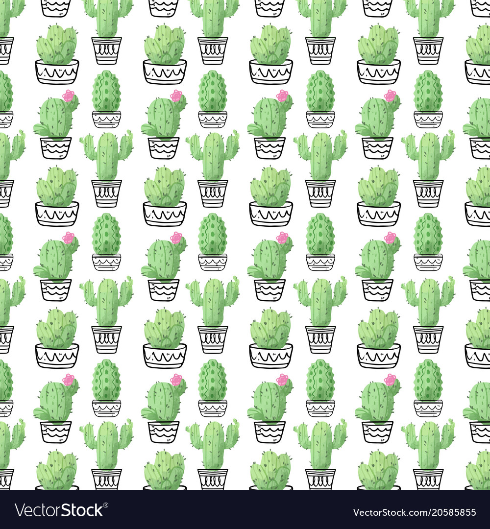 Botanicals pattern set of cactus background
