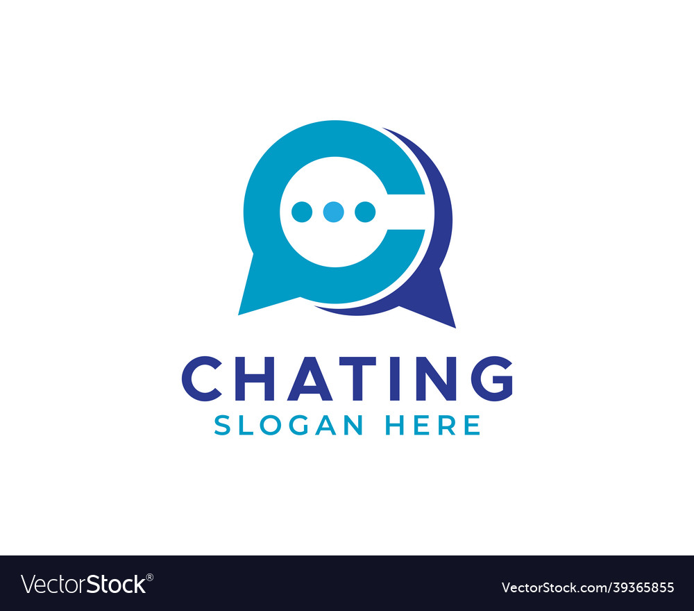 Chat logo with initial letter c flat color