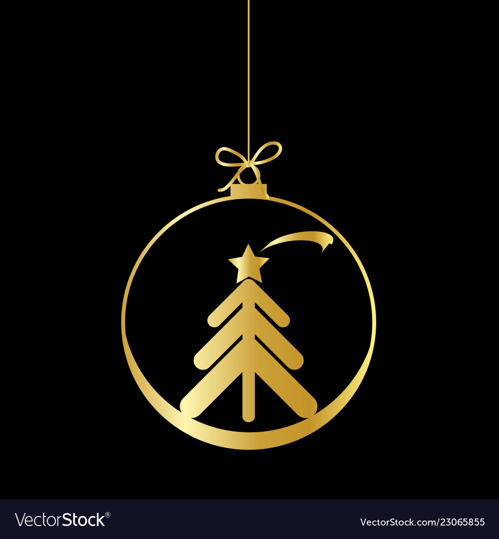 Flat christmas ball with bow silhouette icon