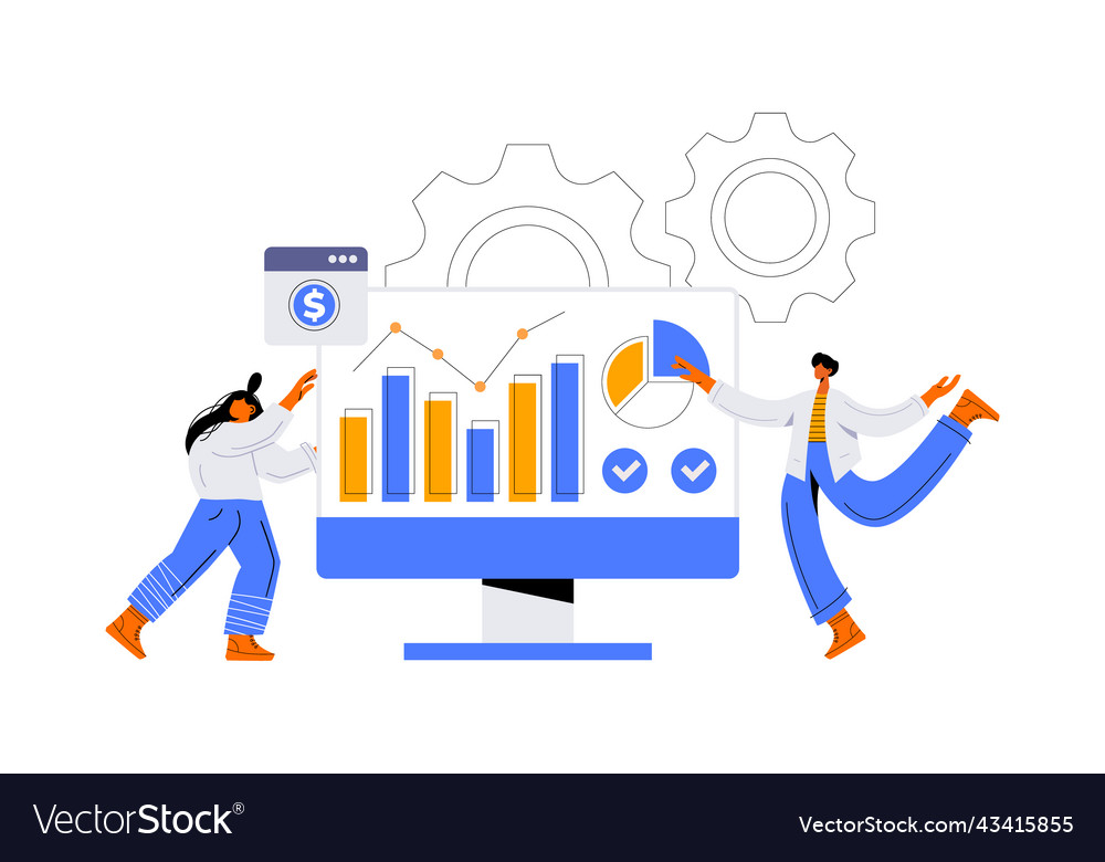Flat design statistical and data analysis vector image Flat design statistical and data analysis