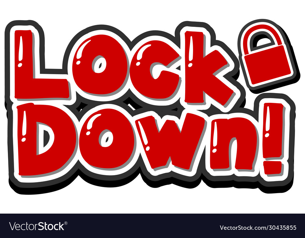 Font design for word lockdown in red color Vector Image