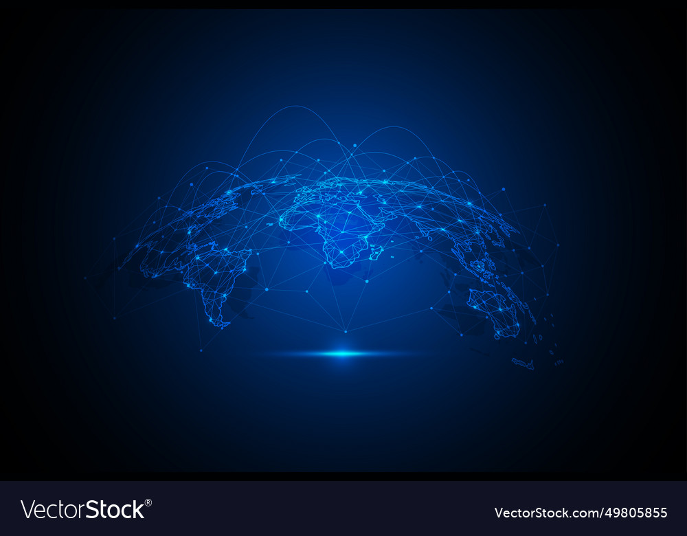 Global network connection world map point vector image Global network connection world map point