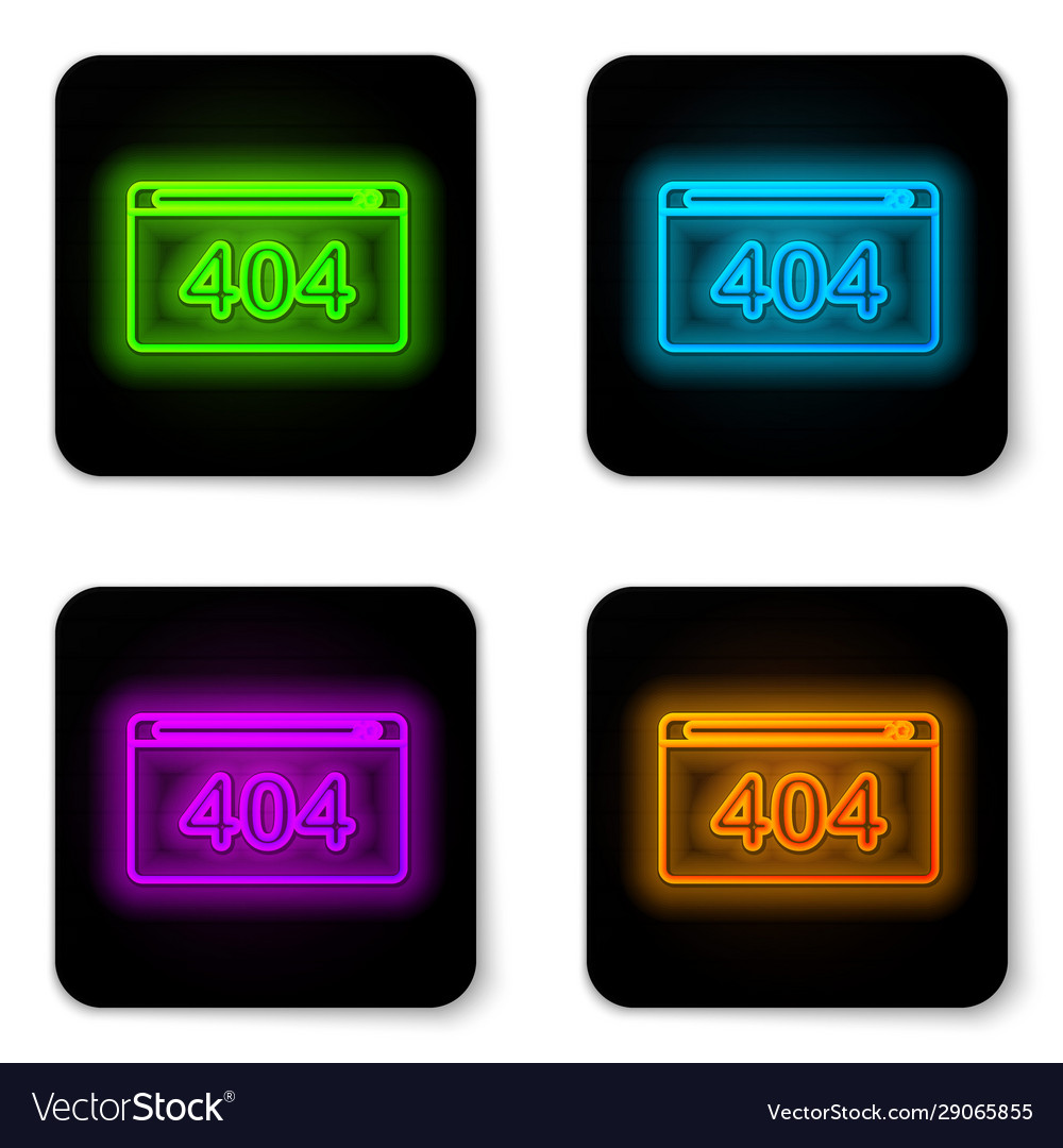 Glowing neon line page with a 404 error icon vector image Glowing neon line page with a 404 error icon