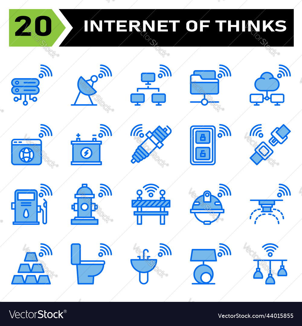 Internet of things icon set include server vector image Internet of things icon set include server