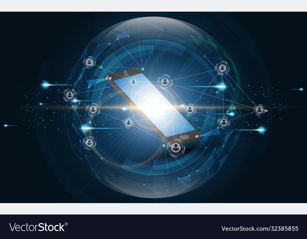 Modern network connection smartphone technology vector image Modern network connection smartphone technology