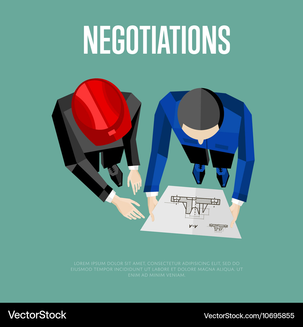 Negotiation Banner Top View Of Engineer Builders Vector Image